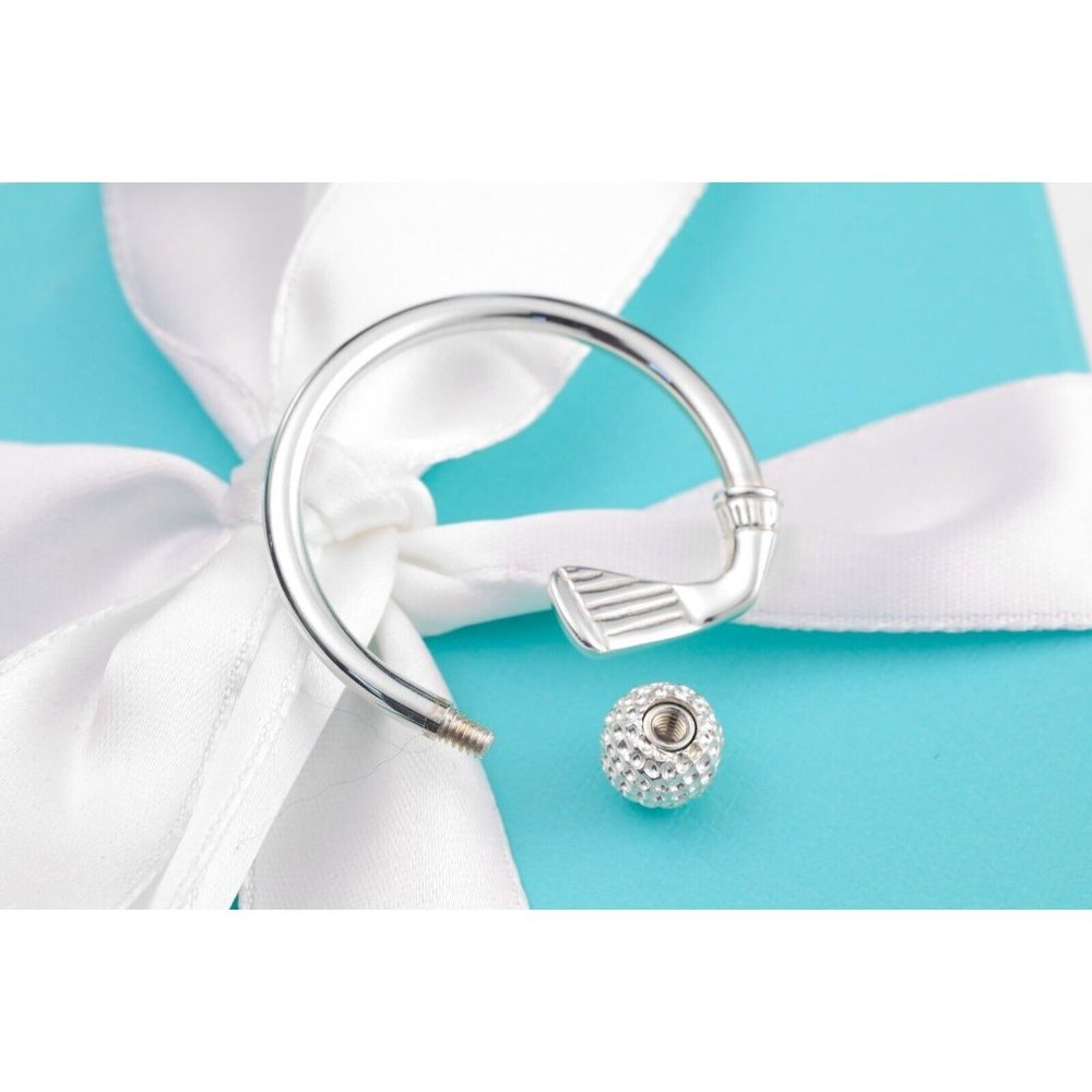 Tiffany & Co. Golf Keyring Golf Ball and Club Keychain in Sterling Silver 35mm - Picture 8 of 9
